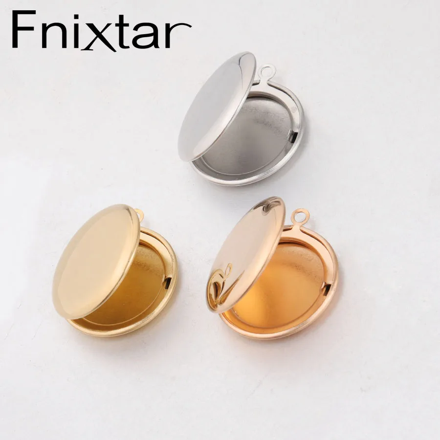 

Fnixtar 20Pcs 30*27mm Mirror Polish Round Photo Locket Charms Stainless Steel Photo Picture Locket For DIY Jewelry Making