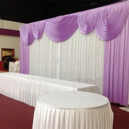 

Romantic White Lavender10ft*20ft wedding stage decoration Wedding Backdrop with Beatiful Swag Wedding drape and curtain