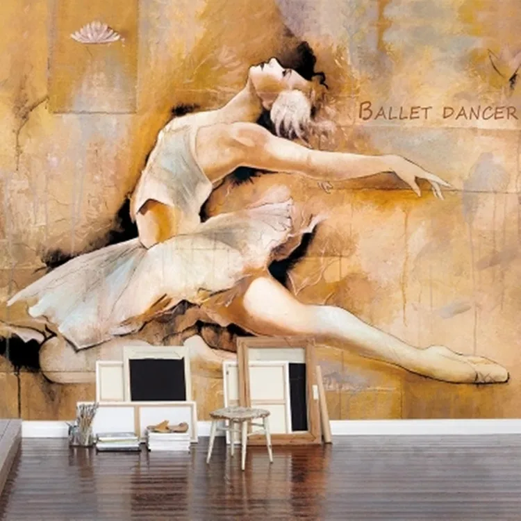 European retro background jumping ballet dancer TV background wallpaper Living room bedroom sofa custom mural Home wall Decor