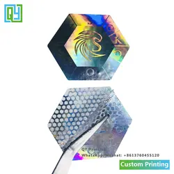 10000pcs Cheap Custom Anti Counterfeit Silver Hologram Honeycomb VOID Open Hologram 3D Printing Holographic Vinyl 3D Stickers