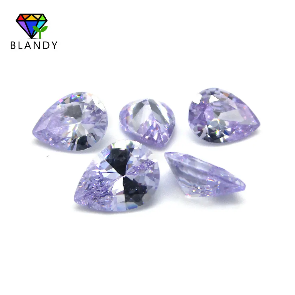 Wholesale Pirce 2x3~13x18mm AAAAA Pear Cut CZ Zircon Gems Lavender Loose Synthetic Cubic Zirconia Stone For Jewelry