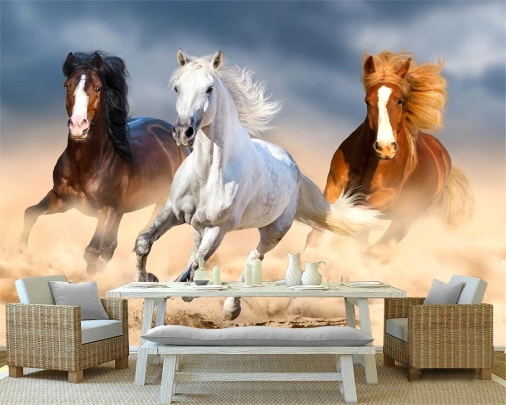 

beibehang Custom Wallpaper Home Furnishings Mural Bouncing Horse Background Living Room Bedroom TV Sofa Background 3d wallpaper