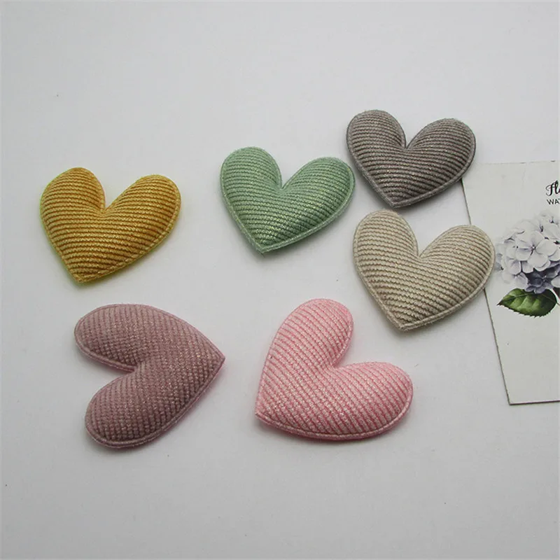 30 Stück/Los 5cm gestreifte Herz-Pads, Applikationen für Bastelarbeiten, Kleidung, Nähzubehör, DIY-Haarspangen-Accessoires – Detail 1