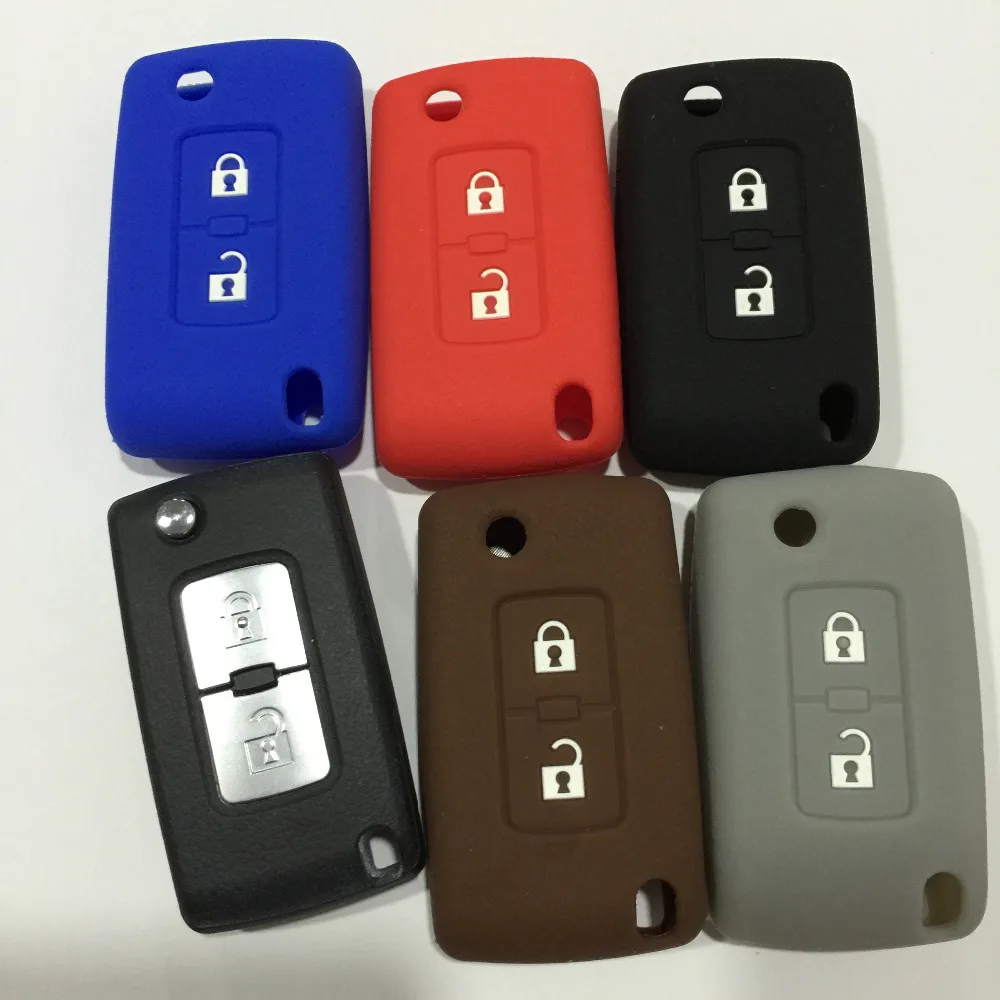 100%Silicone key cover rubber cover protect For Mitsubishi Outlander Lancer Pajero sport 2buttons 10 colors