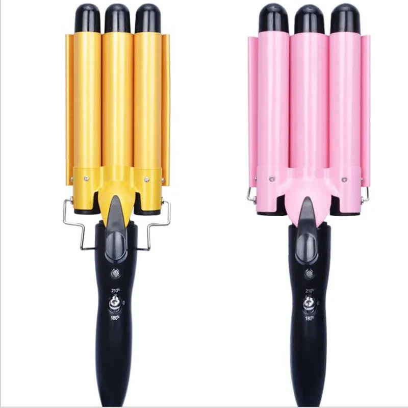 

Electric Magic Hair Curling Iron Beach Wave Hairstyling Spiral 3 Rods Culer Waving Wand Fluffy Curl Machine Styling Salon Tong