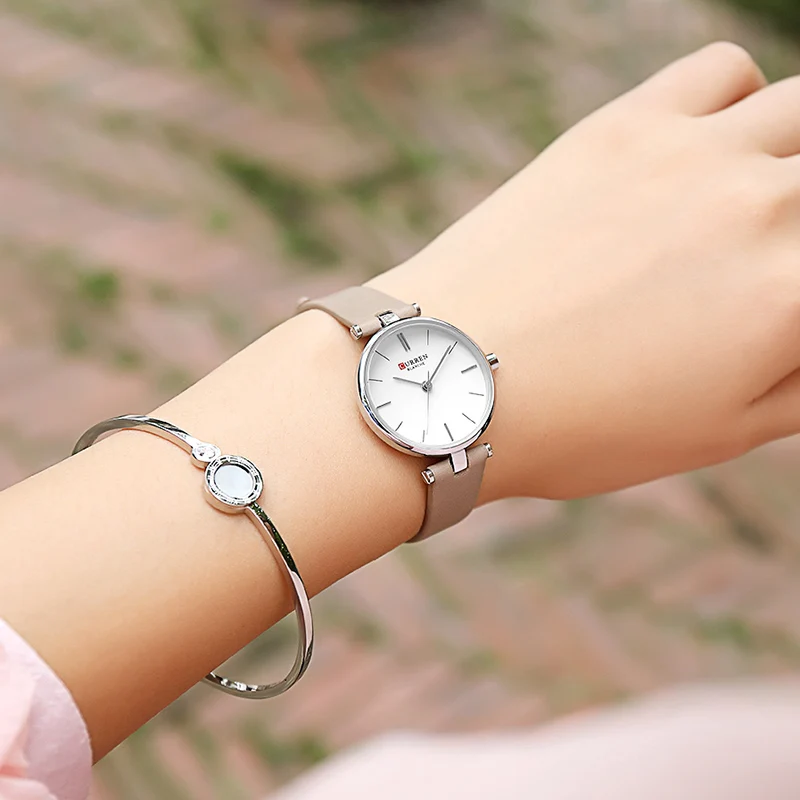 2019 CURREN Women Fashion Quartz Watch Lady Leather Watchband High Quality Casual Waterproof Wristwatch Gift