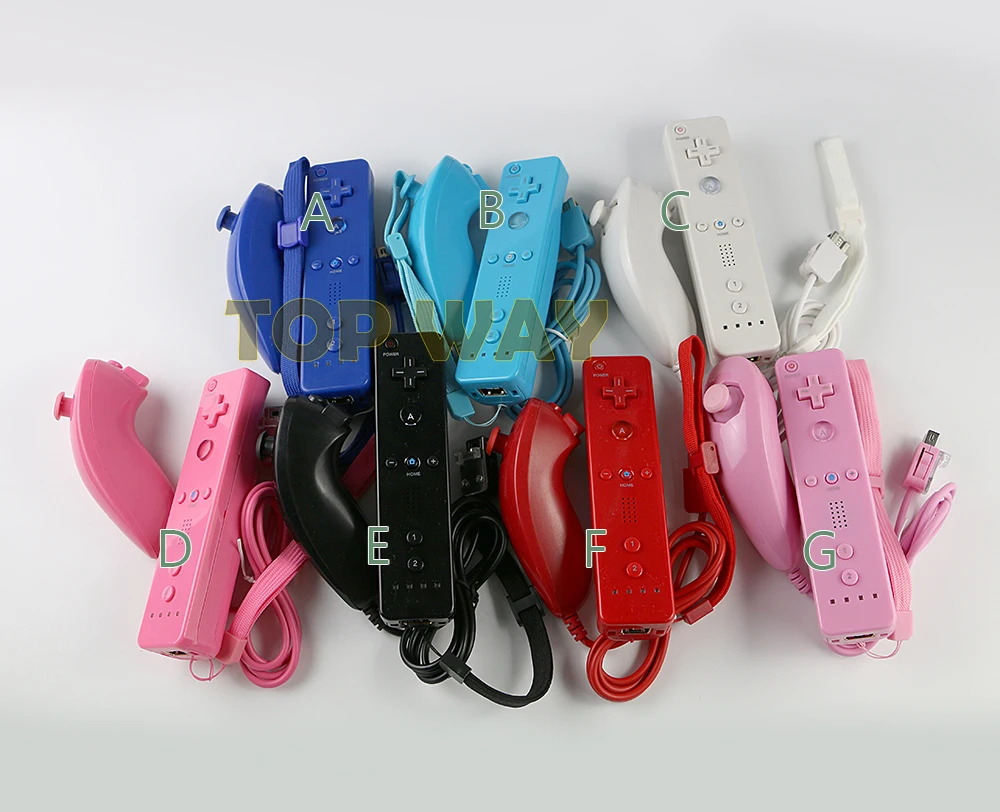 

10sets New Wired computer game controller left right PC gamepad case with Nunchucks double shock for wii