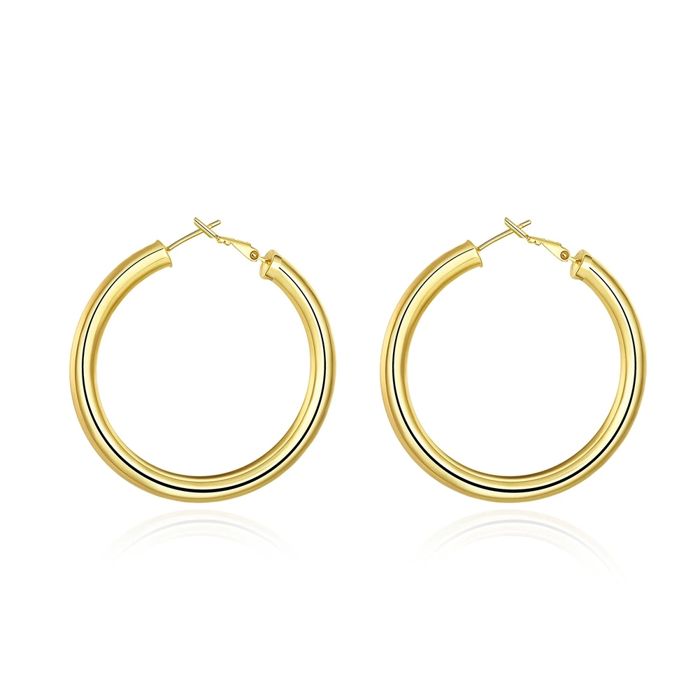 2023 New Brincos Jewelry Gold Silver Plated Hoop Earrings For Women 5MM Round Big Cricle Hollow Earring Female Gift Top Quality