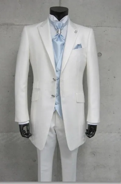 

Free shipping Custom suit White Lapel Best Man Groomsmen Men Wedding Suits Bridegroom (Jacket+Pants+Vest)