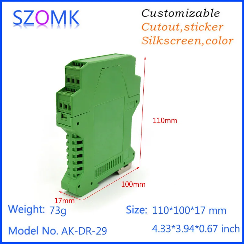 Green abs plastic case szomk instrument box control enclosure (10Pcs) 110*100*17mm wire connector housing case din rail box