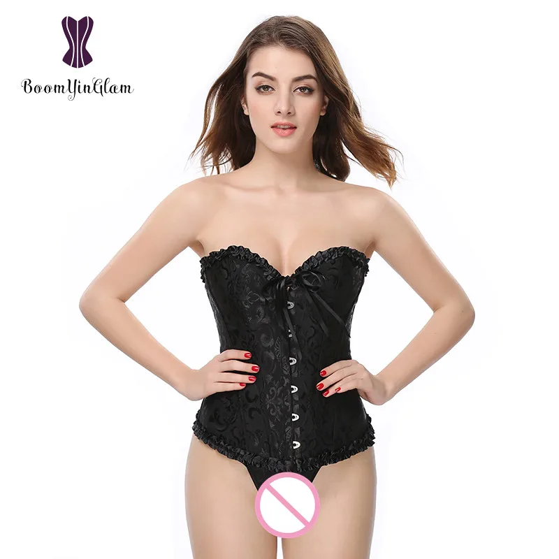 

Wholesale everyday pleated corselet overbust women's slimming body shapewear lace up boned corset bustier plus size 810#