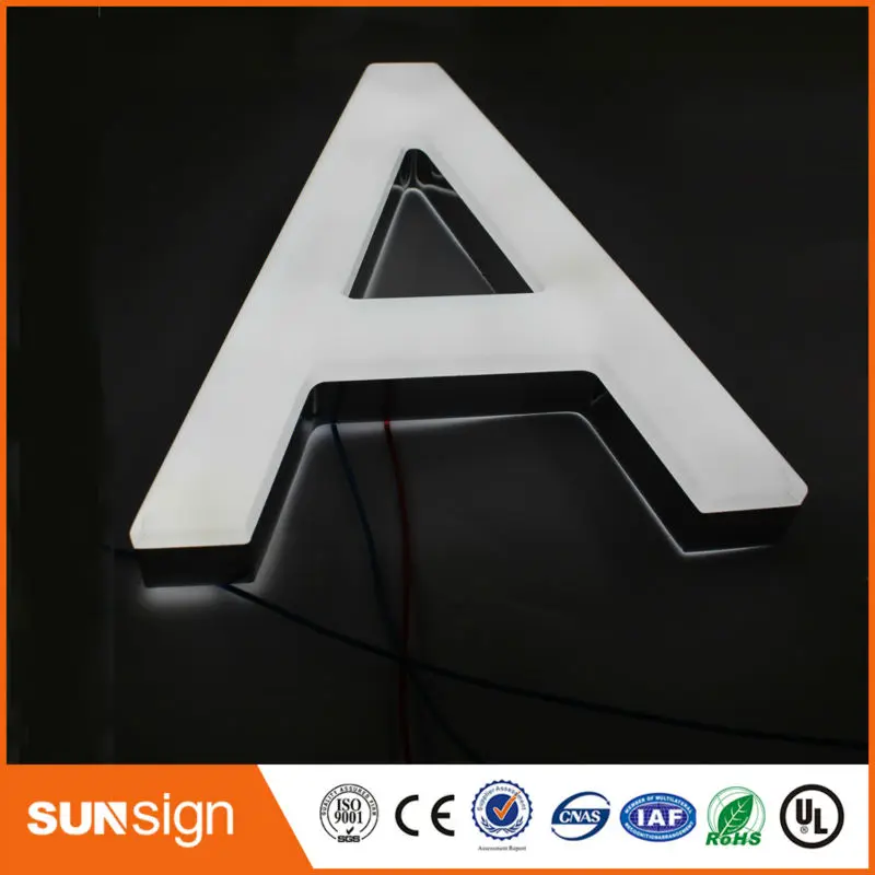 Letras led iluminadas 3d de acero inoxidable, venta al por mayor