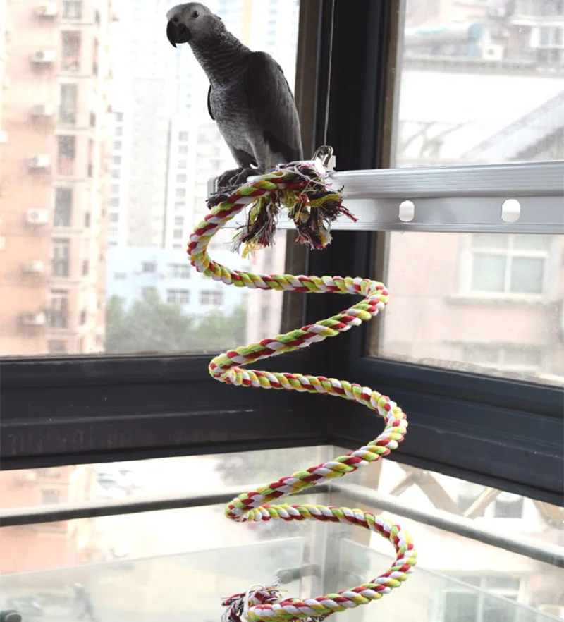 New 160cm Long Parrot Bird Toys Pet Bird Parrot Standing Rope Bird Cage Decoration Climbing Toy Parrot Bird Cage Toys Rope Bell