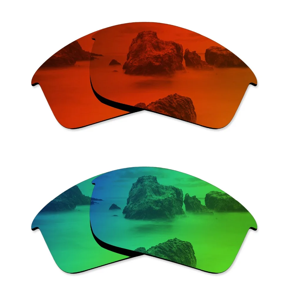 

Glintbay 2 Pairs Polarized Sunglasses Replacement Lenses for Oakley Bottle Rocket Fire Red and Emerald Green