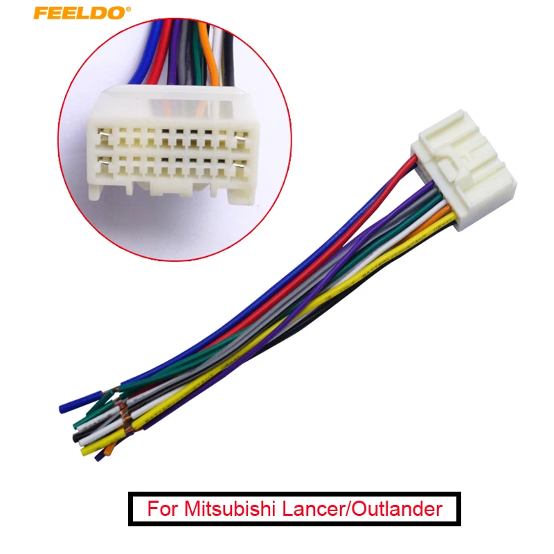 

FEELDO 10Pcs Car Radio Audio CD Power Wire Harness Adapter For Mitsubishi Lancer/Outlander/Mirage Toyota Crown/ Land Cruiser