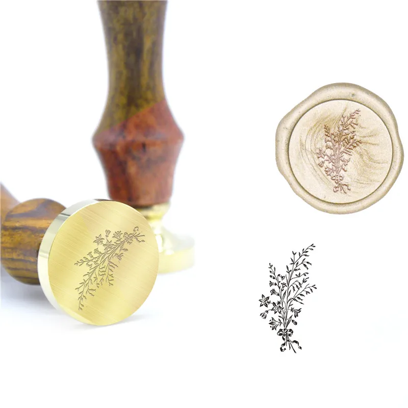 Herb and Flower Fern Wax Seal Stamp, Custom Seal Wax Stamps, DIY Handle for Wedding Invitations, B83