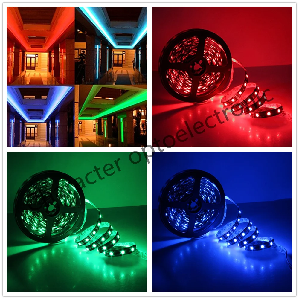 LED Strip 5050 IP30/ IP65 Waterproof Red Green Blue Cool white Warm white RGB DC12V Black PCB 60LED/m 5m/lot Flexible LED Light