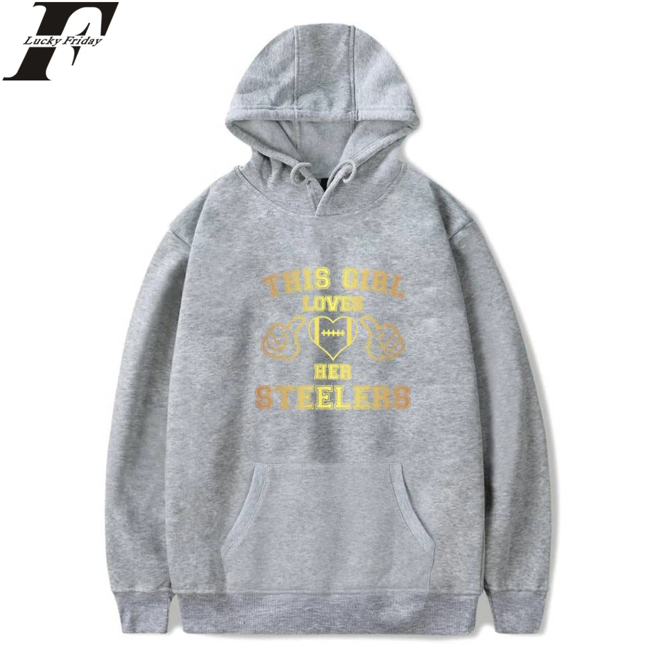 LUCKYFRIDAYF questa ragazza ama i suoi Steelers felpe con cappuccio felpe stampate uomo donna felpe con cappuccio a maniche lunghe felpa pullover top