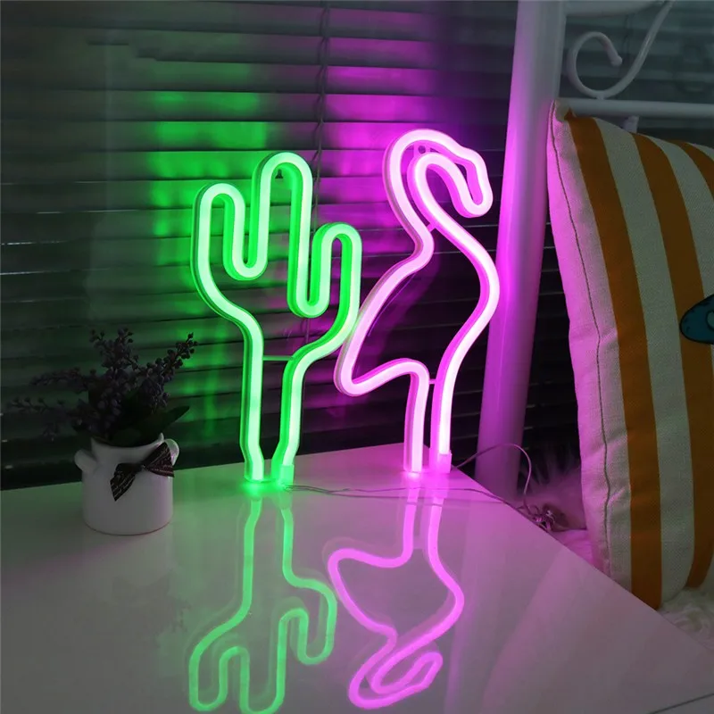 Neon LED Nightlights Star/Flamingo/Cactus/Christmas Tree/Lips Festival Party Indoor Kids Lamp Led Neon Lighting Decoration