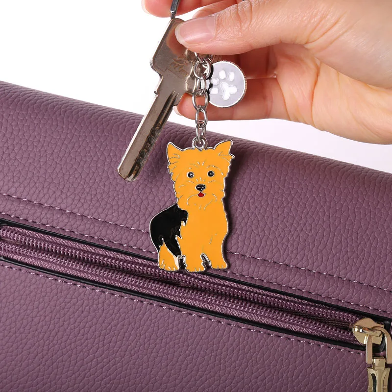 Key Chain Yorkshire Terrier Key Buckle Pet Dogs Alloy Metal Key Ring Pom Gift For Women Girl Bag Charm Keychain Pendant Jewelry