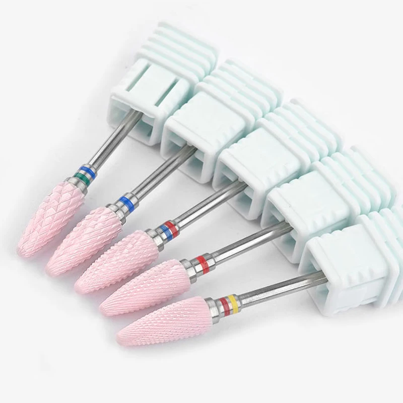 Pink Ceramic And Tungsten Nail Drill Bit for Electric Nail Drill Manicure Machine Cutter Bit Accessory