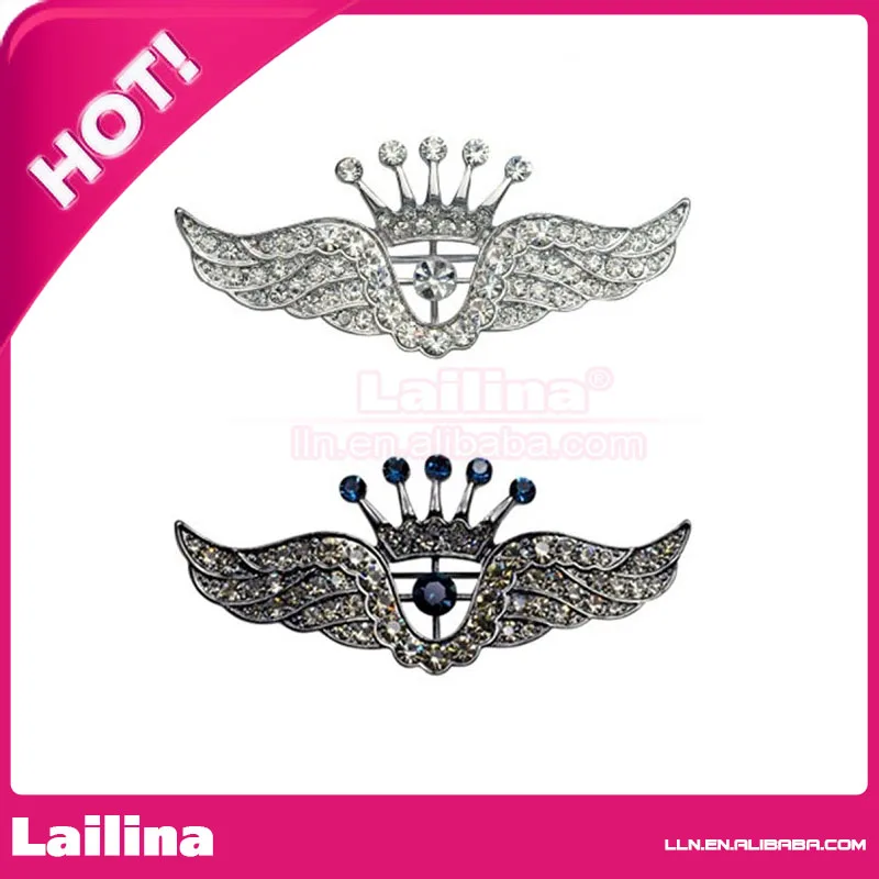 

Newest Design Men Brooch Vintage Angel Wing Crown Men Jewelry 2 Colors