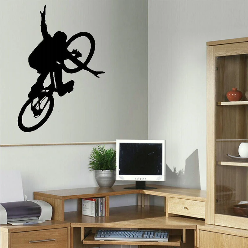 FREE SHIPPING BMX BIKE CHILDREN ART BEDROOM WALL BIG MURAL STICKER WALL DECAL STENCIL VINYL DECAL