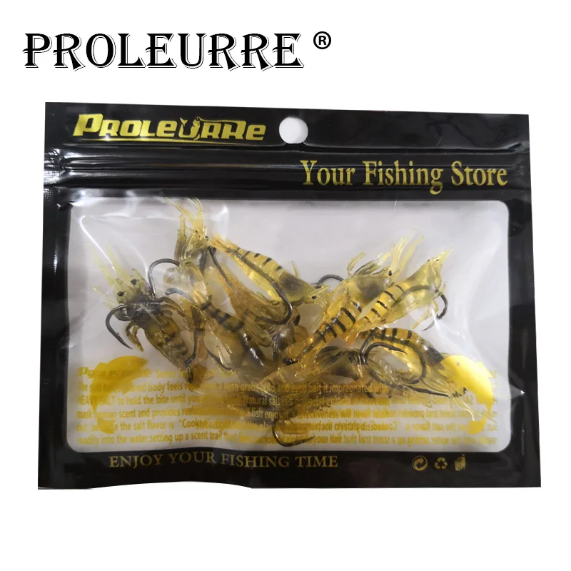 

Proleurre 10pcs/lot Soft Shrimp Fishing Bait 5cm 1.3g Soft Worm Lure Artificial Smell Shrimp Jig Fishing Tackle For Carp Fishing