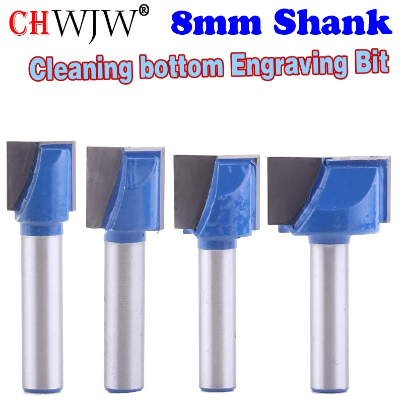 CHWJW 1pc 8mm Cleaning bottom Engraving Bit solid carbide router bit Woodworking Tools CNC milling cutter endmill for wood