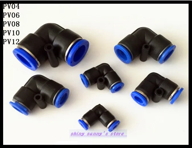 30pcs/Lot PV06 6mm ID Pneumatic Connectors Elbow Fitting Equal L Quick Connectors Brand New