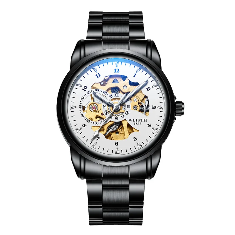 2022 Men Watches Fashion Wlisth Brand Luxury Wlisth Mechanical For Hour Erkek Kol Saati Luminous Black Skeleton Automatic Watch