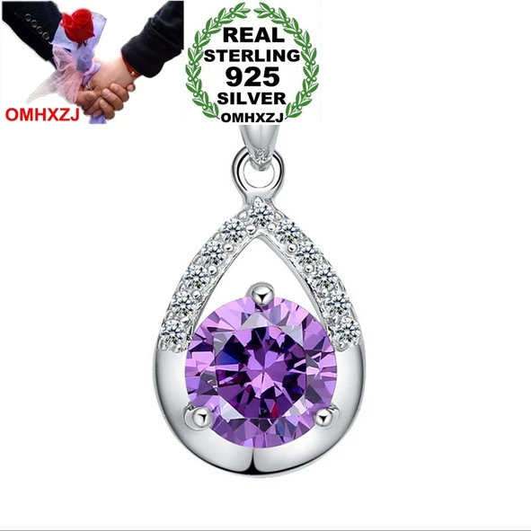 OMHXZJ Wholesale jewelry woman girl AAA zircon 925 sterling silver NO Chain Necklace faith of love pendant Charms PE24