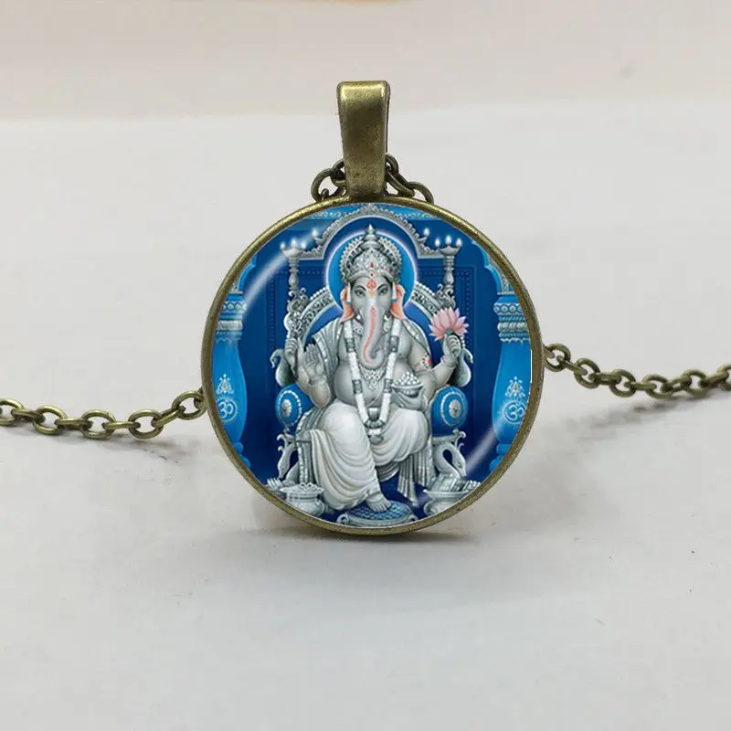 1Pcs Lord Ganesh Ganesha Necklace God of Fortune Pendant Hindu Elephant Necklace Buddha Meditation Spiritual Jewelry Necklace