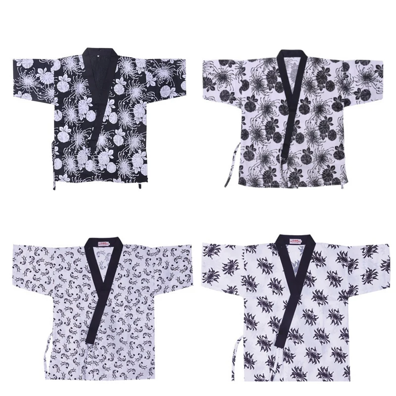 Japanse Chef Uniformen Restaurant Keuken Sushi Chef Jassen Zomer Kimono Werkkleding Kok Kostuum Keuken Jas Overalls Tops