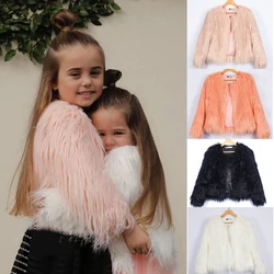Autumn Winter Kids Fur Jackets For Girls Parkas Waterfall Baby Girl Faux Fur Coat Princess Girl Fur Coat Children Outerwear