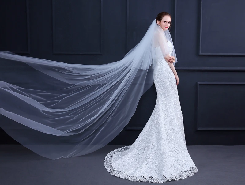 New Arrival White Ivory Bride Veils Long Bridal veil wedding veil Veu de noiva welon Velo voile mariage wedding accessories