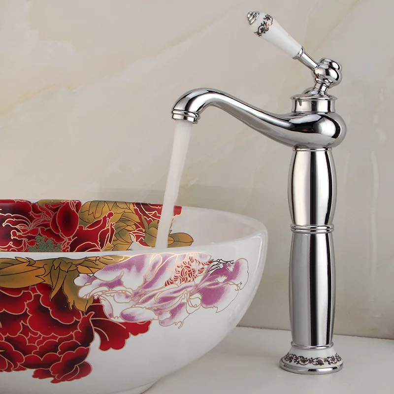 Copper multi-color faucet European retro hot and cold basin faucet