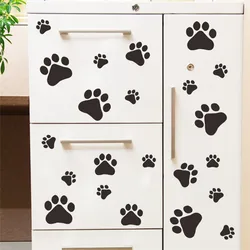 Cão dos desenhos animados gato andando pata impressão adesivos de parede para crianças quartos decalque decoração do quarto do animal de estimação bacia wallart carro casa decalque cartaz