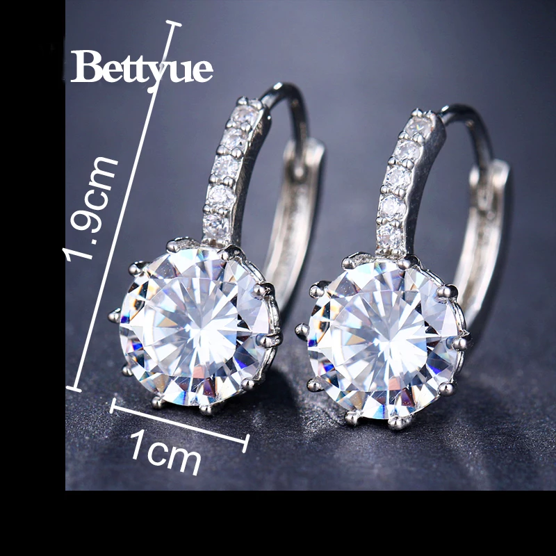 Bettyue Brand Hot Fashion Luxury Charm AAA Cubic Zircon Twelve Colors Round Jewelry Earrings For Woman Florid Wedding Party Gift