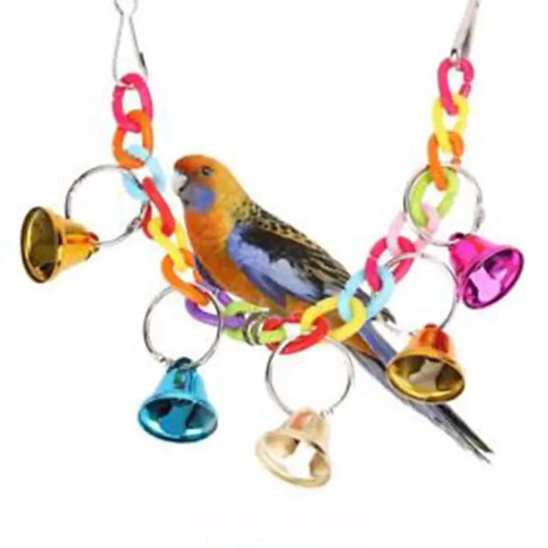 JX-LCLYL 11inch Pet Bird Parrot Parakeet Budgie Cockatiel Hanging Bells Hammock Swing Chew Toy