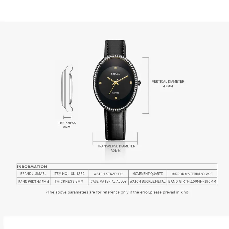 Quartz Watch Women Bracelet Silver SMAEL New Women Watches digital Fashion Casual Woman Elegnat 1882 Ladies Watches Waterproof