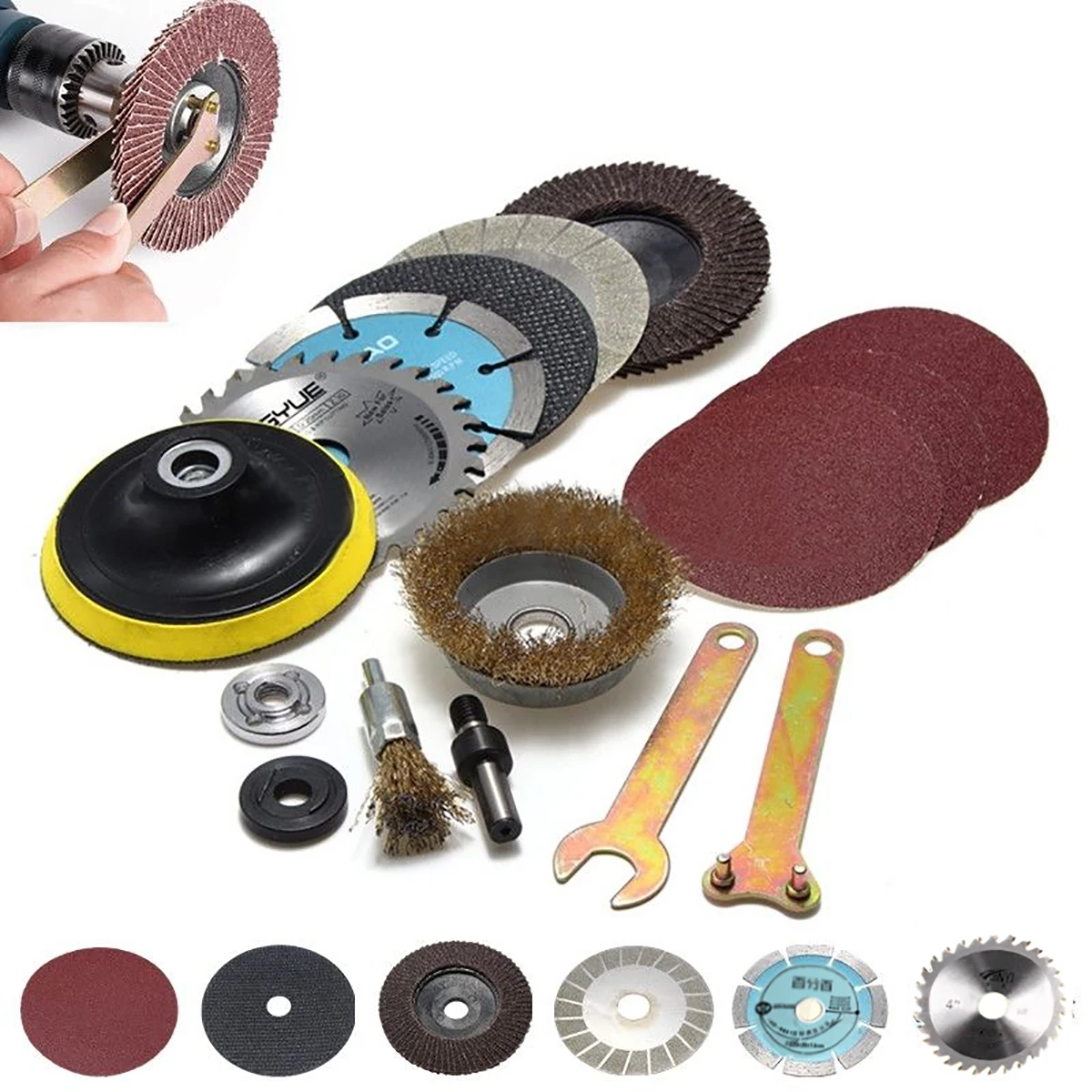

14pcs Hand Drill Variable Angle Grinder Accessory Kit For Cutting Polishing