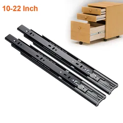 2Pcs Metal Buffer Drawer Slides 8-20 Inch Track Width 45mm Mute Three-Section Rail Sliding Furniture Hardware Fittings