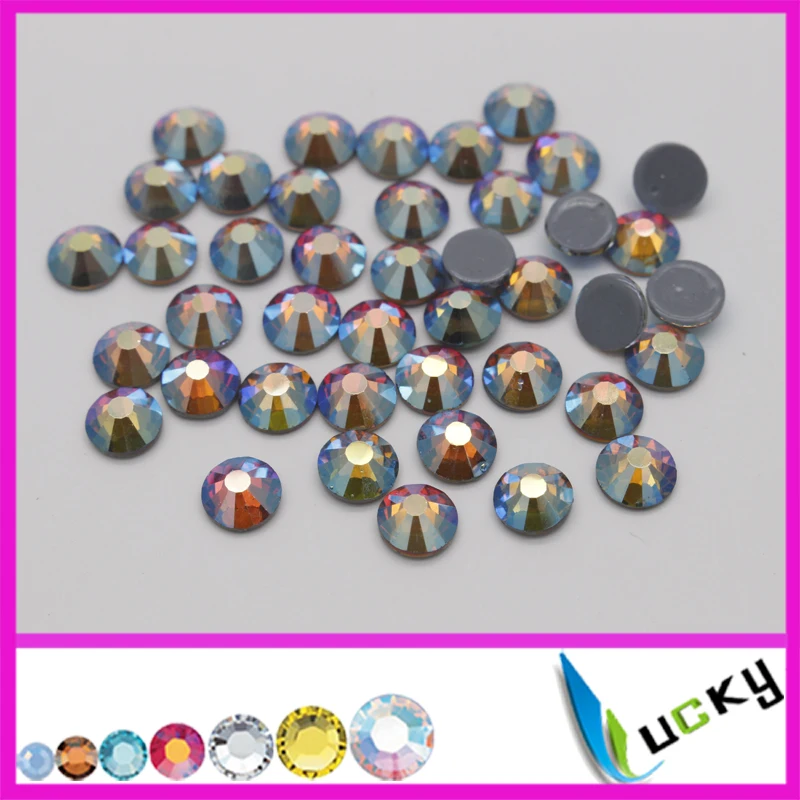 Top quality flat back hotfix rhinestones!ss30 ss20 ss16 Rainbow AB iron on crystal with strong grey glue super shine vitrail