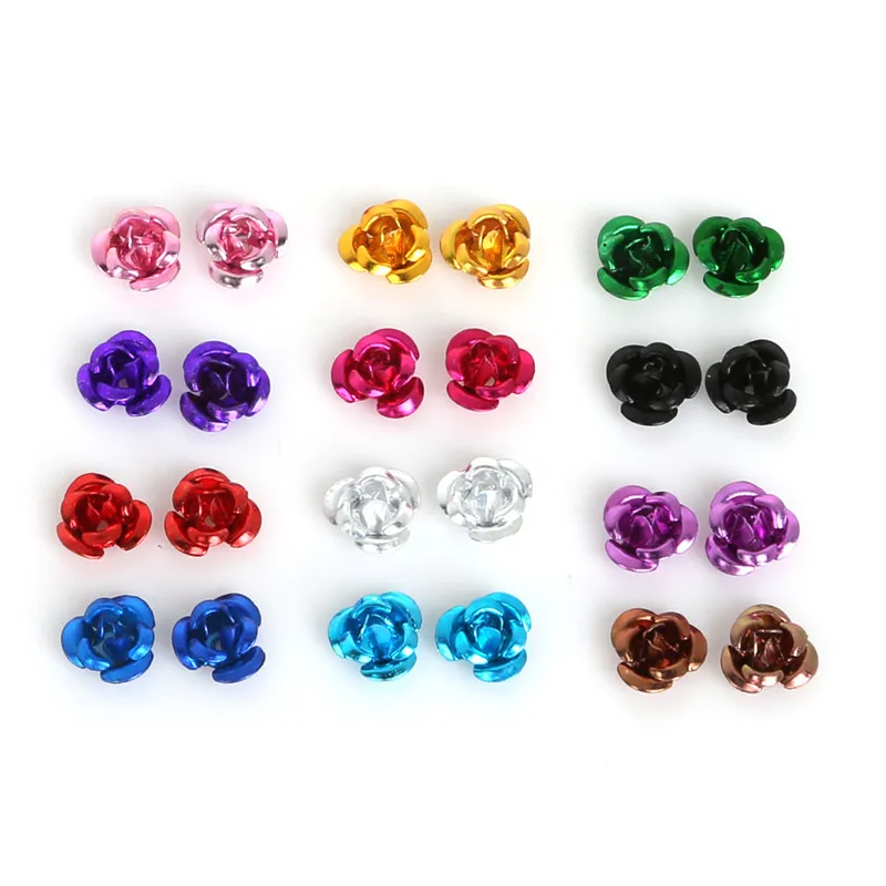 100pcs/bag Aluminium 3D Rose Flower DIY Craft Making Wedding Party Dress Decoration Rhinestones Decorations Nails Art Tools