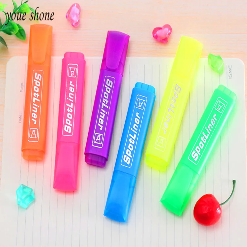 2021 Student Schreibwaren Nette Candy Farbe Highlighter Graffiti Marker Pen Fokus Gekippt Kopf Marker Stift