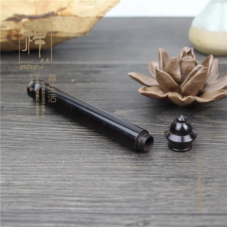 Is a short section of the screw with the ebony tower incense incense, incense incense box wooden barrel Tan Buddhist utensils