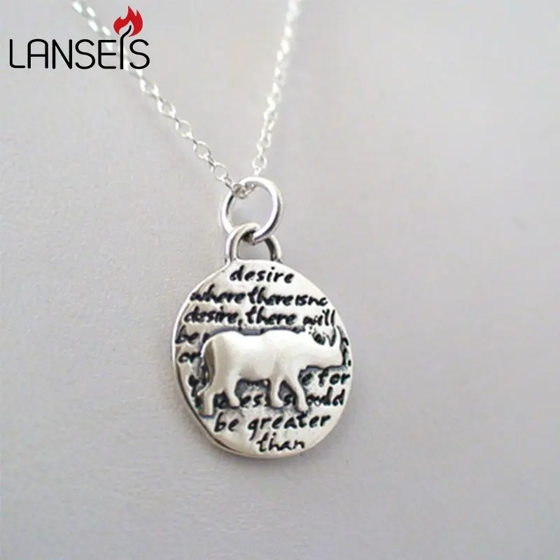 20pcs Inspirational Rhino Charm Necklace15mm