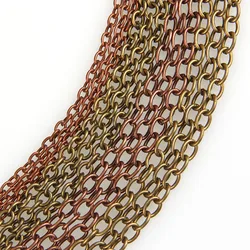 0.9x6x5mm correntes de colar de ferro bronze antigo/cor cobre vermelho antigo 5 m/lote correntes rolo em massa para pulseiras acessórios diy