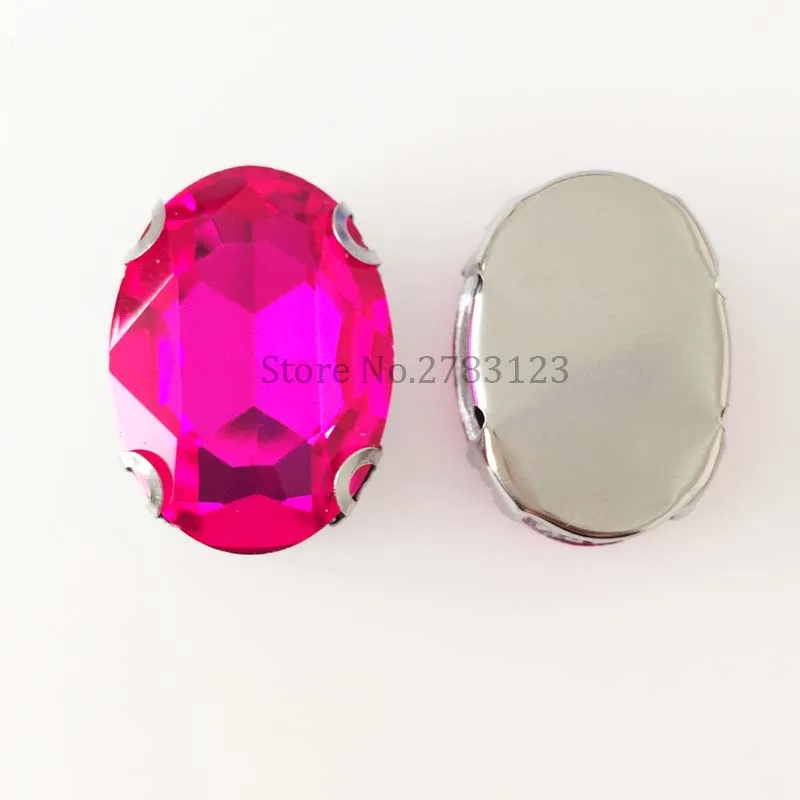 Full size Anti hook D shape Glass Crystal oval sew on loose rhinestones with four holes use for diy Clothing accessories